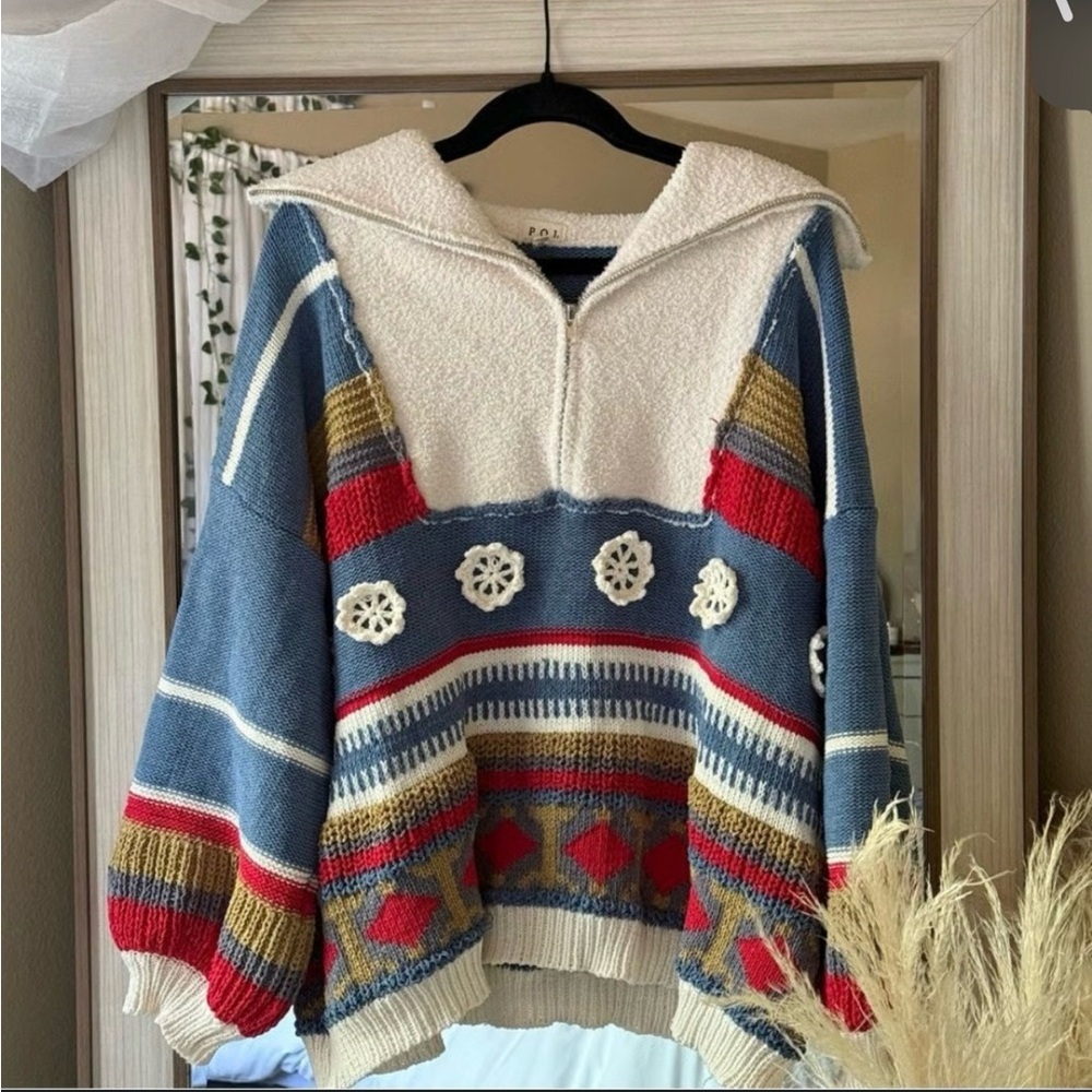 POL Multicolor Women's Cowl Neck Sweater